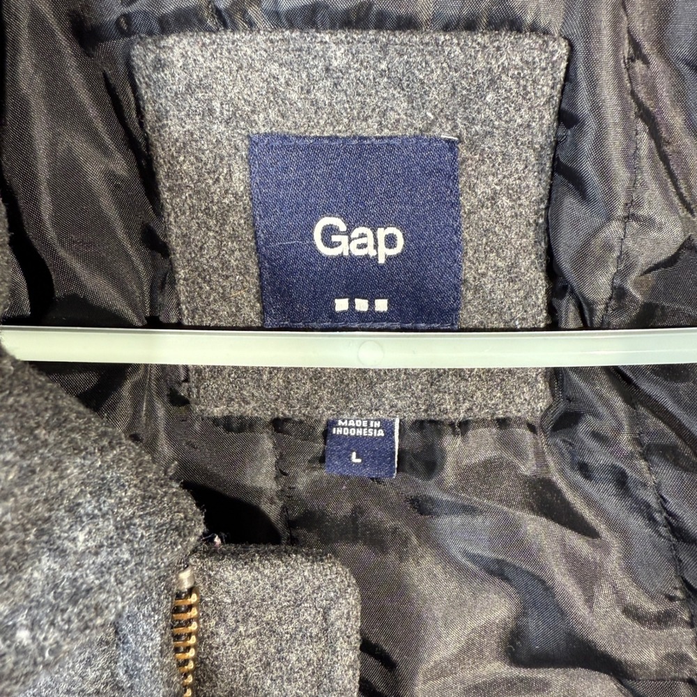 Gap Men's Charcoal Gray Wool Blend Zip Up Bomber‎ Jacket Size Large - Picture 2 of 9